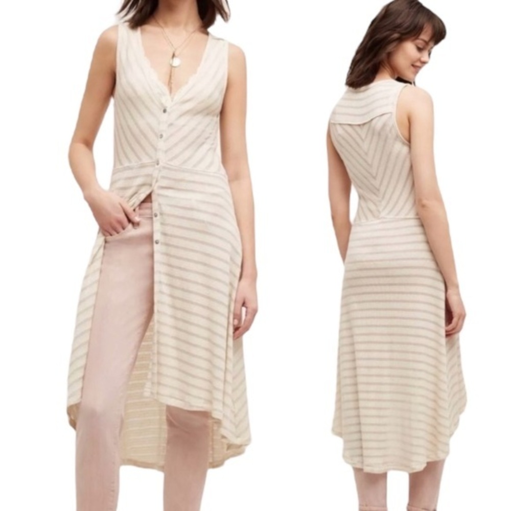 Anthropologie Postmark Sandstripe Boho Duster Vest Sz M